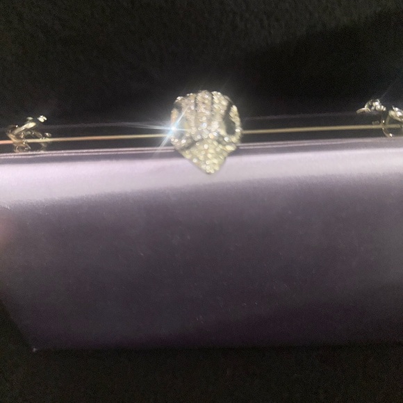 Kurt Geiger Purple Clutch with Silver cross body Chain EUC - Picture 5 of 7